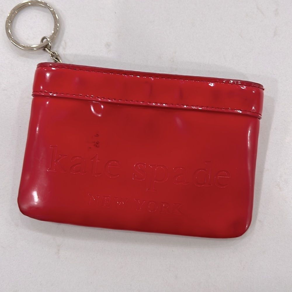 Vintage Kate Spade Collectable Strawberry Red Dimpled Coin purse with Key Ring